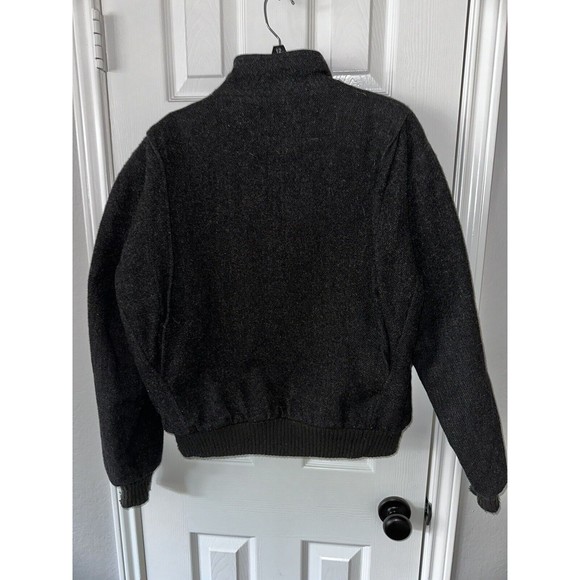 Vintage Woolrich Wool Bomber Jacket M Medium Charcoal Gray Black Plaid Lined - Picture 3 of 15